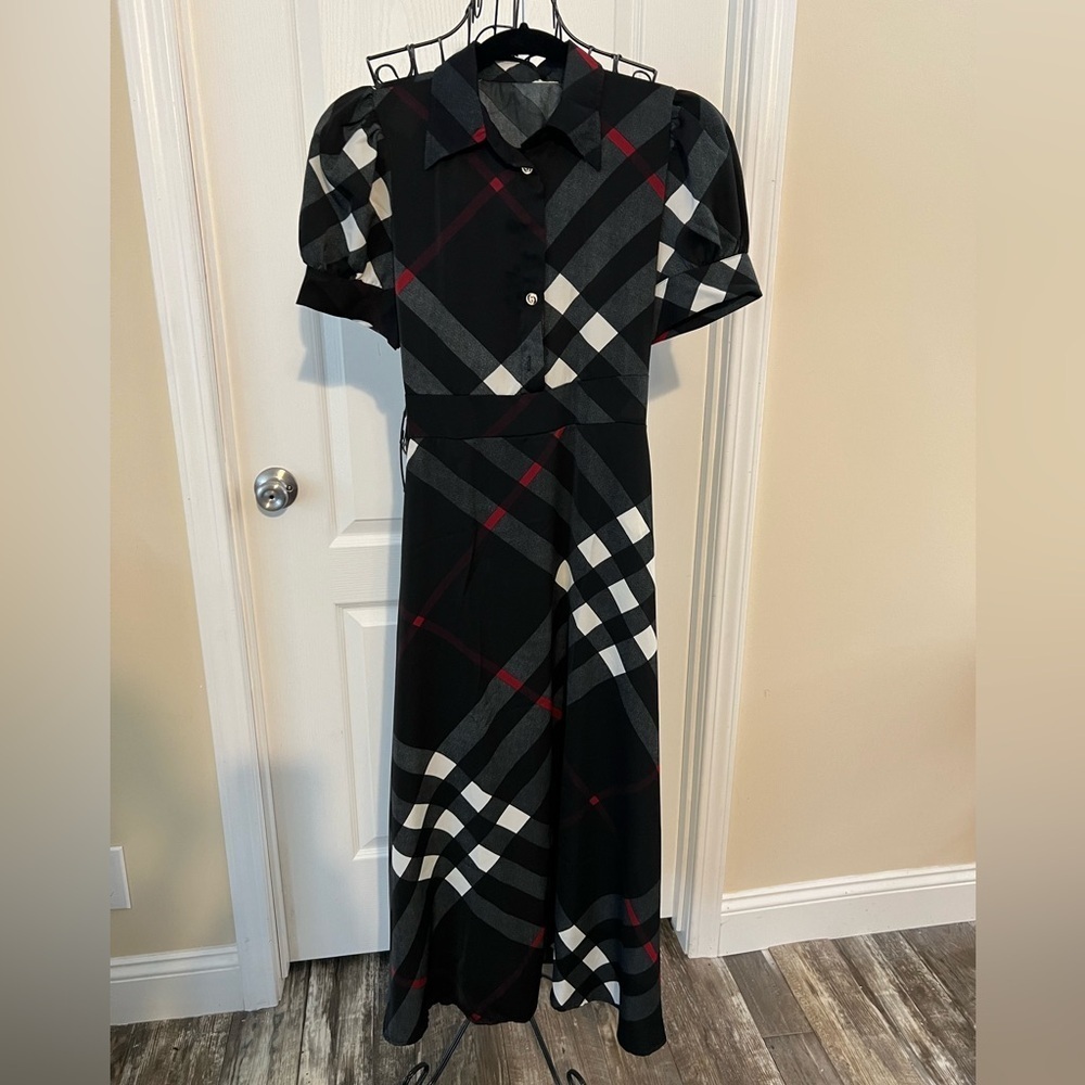 Unbranded Plaid Patterned Midi Dress